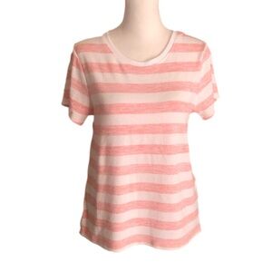 Market & Spruce Coral Juuna Hi Lo Striped Knit Short Sleeve Top